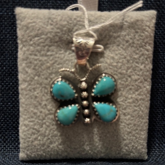 Jewelry - Sterling Silver and Turquoise Butterfly Pendant
